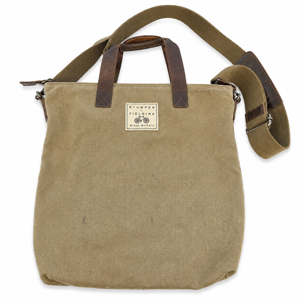 Stumper Fielding Great Britain Canvas Tote Crossbody Bag Tan Brown